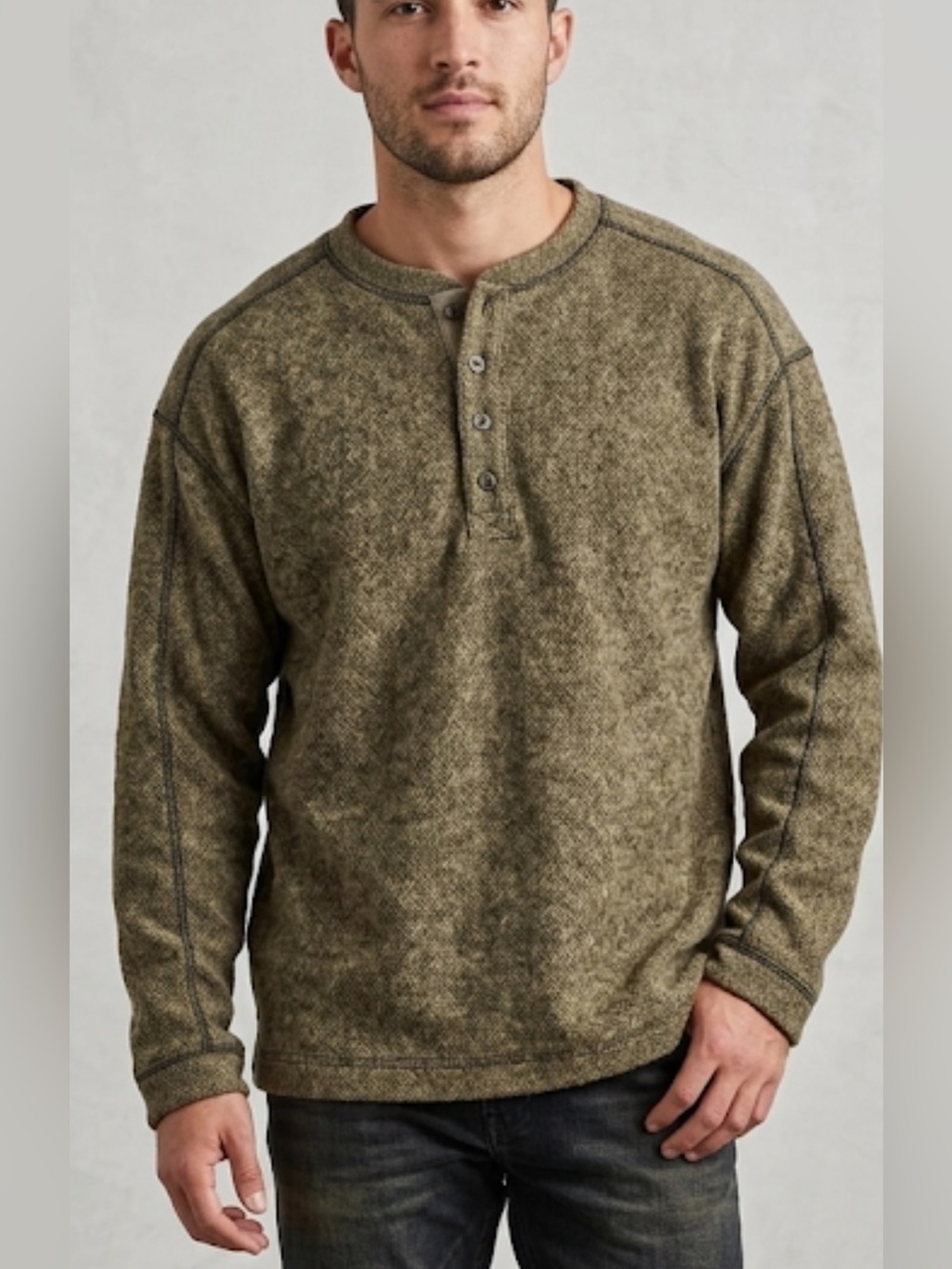 Peruvian Connection Alpaca Henley Crewneck Sweater | Men’s Medium gray